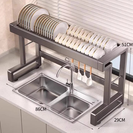 New Dish Drying Rack Kitchen Over The Sink Dish Drain Rack Utensil Holder Sink Stainless Steel Matt Black