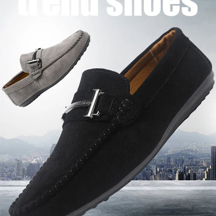 2025 Spring and Autumn driving soybean shoes business casual men's shoes versatile comfortable work shoes black and grey