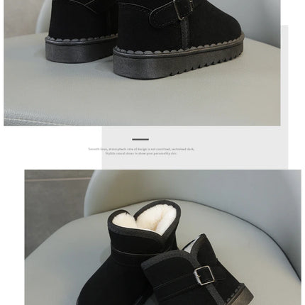 Boys Thermal Boots Kids Versatile Casual Buckle Non-slip Children Fashion Simple Non-slip Girls Snow Boots Cotton Winter Autumn