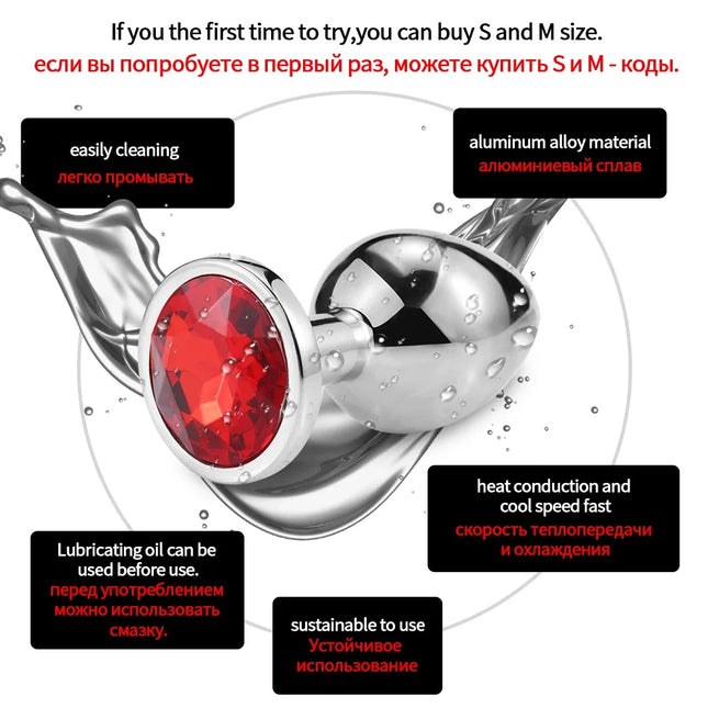 3 Size/set Metal Anal Plug Butt Plug Sex Toys Butt Toys For Women/Men/Couples Adult Game Masturbator Anal S/M/L Diamond Sex Shop