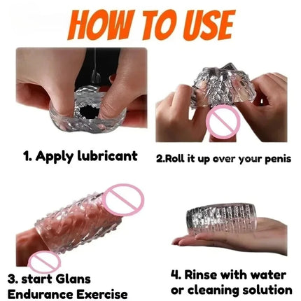 Male Masturbator Glans Exercise Sucking Pocket Pussy Transparent 9cm Masturbation Cup Penile Massager Sex Toys for Men Blowjob