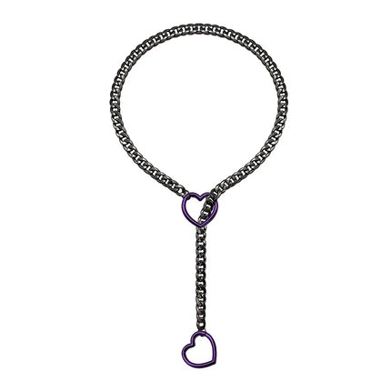 Trendy Simple Adjustable Y-Necklace Heart O-ring Slip Chain Punk Rock Necklace Stainless Steel Cuban Long Necklace For Women