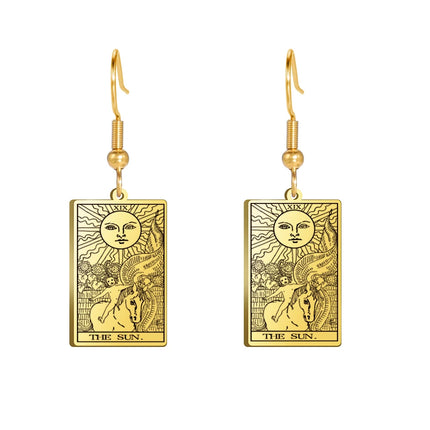 Classic Tarot Cards Stainless Steel Drop Earring for Women Sun Moon Star Lovers Divination Tarot Jewelry Birthday Gift
