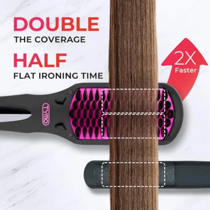 One-Step Hair Straightener Brush for Women with Negative Ions 16 Temperature Settings LCD Display Dual Voltage Hot Comb Flat Ir