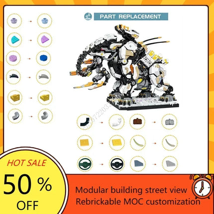 MOC Horizon West Tooth Tremortusk Building Blocks Set Forbidden Elephant Monster Beast Bricks Toy For Children Birthday Kid Gift