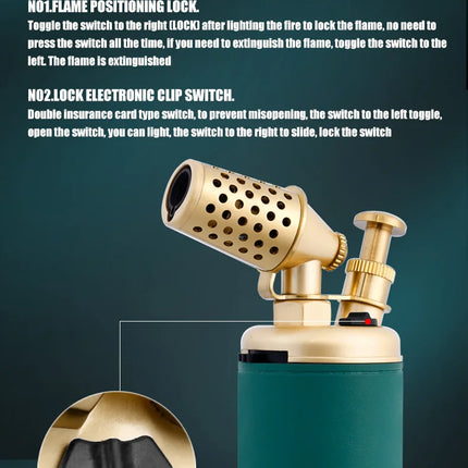 JOBON Multi-function Strong Gun Lighter Windproof Blue Flame One-touch Lock Fire Retro Appearance Design Cigar Lighter