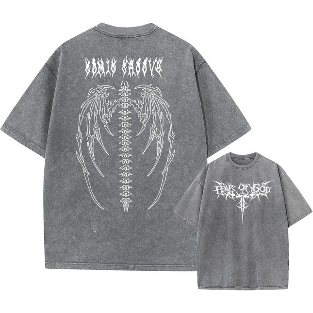 Oversized Printed Tshirts Men Gym Vintage Heavyweight T Shirts Cotton Workout Acid Wash Baggy Tees Street Fashion Tops Unisex