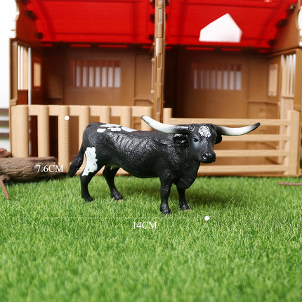 Simulation Texas Longhorn Bulls Musk OX Yak Cow Farm Animals Buffalo Calf Bull Model Figures  Home Decor Educational Toys