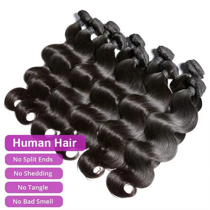 32 32 34Inch Body Wave Bundle Human Hair Brazilian Hair Natural Black Water Wavy Weave 3/4 Pcs Bundles Extensions For Women