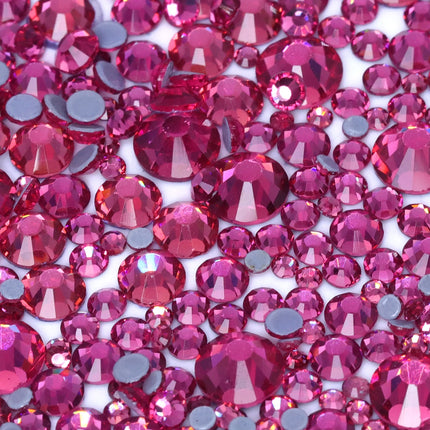 QIIY Mixed Size SS6-SS30 Glass Hot Fix Rhinestones Crystal Flatback Iron On Stones For DIY 3D Nail Art Fabric Clothes Decoration