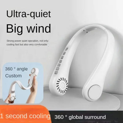 Bladeless Neck Mounted Fan 3 Speed, Rechargeable Mini Portable Air Cooler, Long Lasting Summer Outdoor Sports Cooling Neck Fan