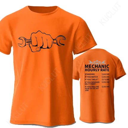 Men's T-Shirt Tops Mechanic Hourly Rate Unique Tee Shirt Male T-shirt Car Fix Engineer Graphic Design T-Shirt Clothing Gift Idea