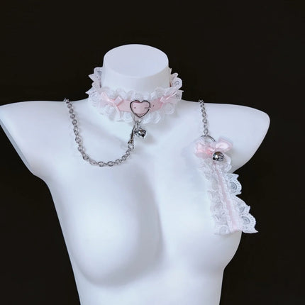 Women Butterfly Knot Bell Nipple Clip Cute Clamp Pink Collar with Traction Sexy Accessory Chest Chain Restraint Adult Sex Toys