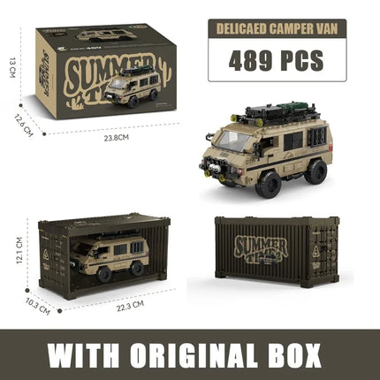 489PCS MOC City Off-road Camper Van Model Building Blocks RV Vehicle Car Truck Bricks with Display Box Garage Toys for Kids Gift