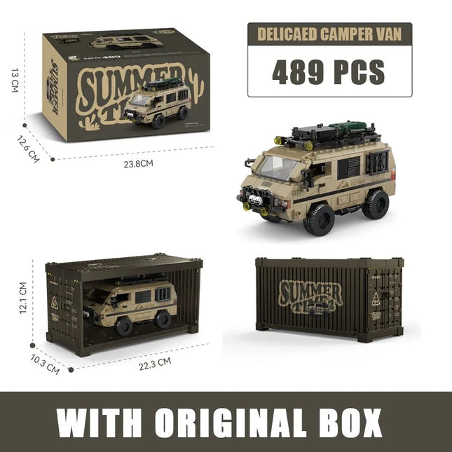 489PCS MOC City Off-road Camper Van Model Building Blocks RV Vehicle Car Truck Bricks with Display Box Garage Toys for Kids Gift