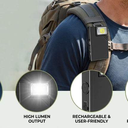 Powerful Mini COB LED Keychain Flashlight USB C Rechargeable Hanging Work Light Waterproof Keyring Camping Walking Pocket Lamp