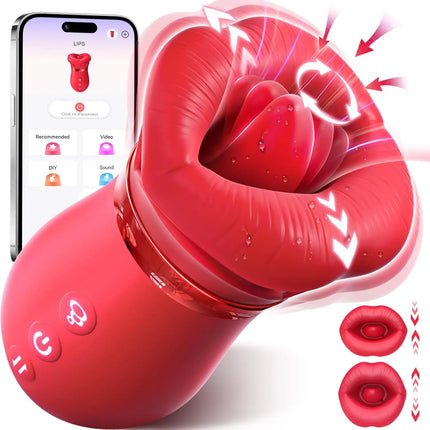 APP Bluetooth Control Mouth Vibrator Female Tongue Licking Breast Sucking Cunnilingus Flirting Vibrator Second Tide Masturbator