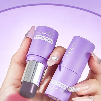 Colorchanging Blush and Lip Balm Dual Applicator Stick Keeps Makeup in Place, Provides Natural Temperature-changing Blush Effect
