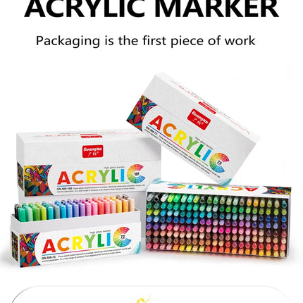 168/72/12 Colors GuangNa High Gloss Acrylic Marker Pens,DIY Hand Drawn,Graffiti Paint Art Pen Set,Perfect for Artist/Students