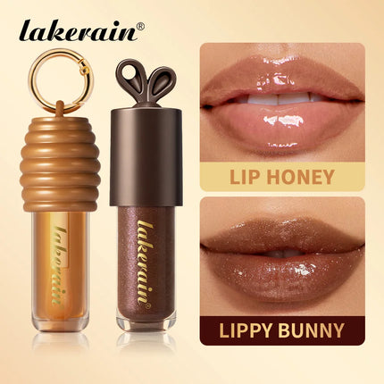 2pcs/set Honey Chocolate Lip Glaze Gloss Long-lasting Moisturizing Lip Oil Enhancing Complexion Reducing Lip Lines Lip Glosses