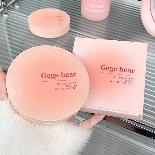 Gege Bear Milky Pink Cushion - Soft Matte Blurring Cover, Skin-Like Nude Finish, 12H Wear, Clean Beauty Lightweight Foundation