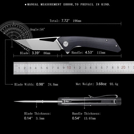 SHOOZIZ Folding Pocket Knife for Men, Flipper EDC knife, 3.36" 14C28N Steel, Ultem/G10,Outdoor  Camping Tool with Clip OPERATOR