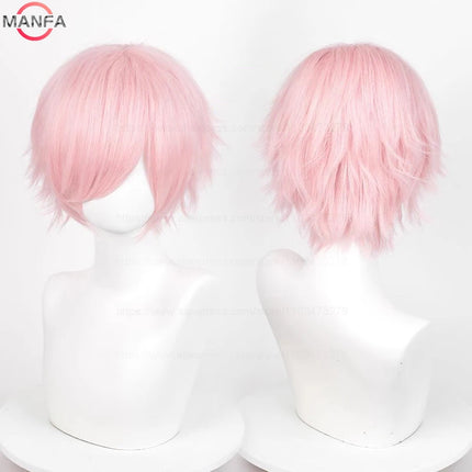 Anime 30cm Short Straight Cosplay Wig Black White Green Brown Purple Blue Gray Red Gold Man Women Heat Resistant Synthetic Hair