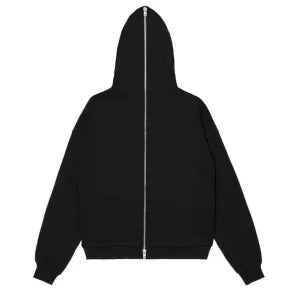 Cross border autumn and winter solid color loose casual cardigan hooded full face zipper bare board coat top men and women