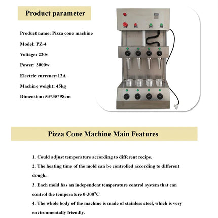 Pizza Cone Machine Commercial Temperature-Controlled Cone Shape Forming Pizza Maker For Pizza Parlour