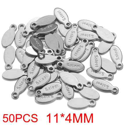 50pcs Stainless Steel Small Heart Charms for Jewelry Making Necklace Bracelet Extend Chain Tail Tag Supplies Material Wholesale