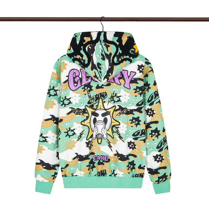 Glo Gang The Glory Full Zip Hoodie Camouflage Cardigan Men Women 1:1 Best Quality Oversize Hooded