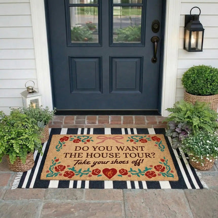 Coir Doormat Do You Want the House Tour Doormat Custom Your Yext Design Welcome Mat Farmhouse Entry Rug Humor Front Door Decor