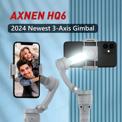 Handheld 3-Axis Gimbal Stabilizer for Smartphone, for iPhone Cellphone Record Video Vlog Phone Anti-Shake with Fill Light