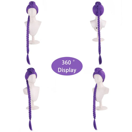 Anime Rumi Lumi Cosplay Synthetic Hair Purple Headgear +120 Cm Detachable Ponytail Halloween Daily Party Heat-Resistant Wig