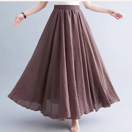 Fashion Clothes Women Clothing Skirts Vintage Y2k Elegant Streetwear Bohemian Cotton Linen Casual Vestido De Festa Long Skirt