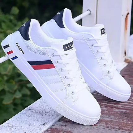 Striped design skate shoes, men's lace-up sports shoes, skate shoes, comfortable, simple and trendy, suitable for all seasons