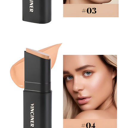 VINCINER Matte Stick Foundation Cream Long-Wear Waterproof Covers Dark Circles Full Coverage Concealer Stick for Base Makeup