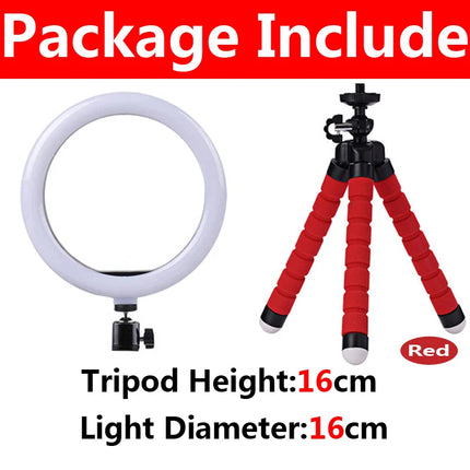 LED Ring Light With Mini Tripods USB Charge Selfie LED Lamp Dimmable Photography Light For Phone Video Live Photography Studio