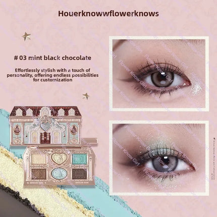 Flower Knows The Sweetie Bear Collection Eyeshadow Palette 6 Colors Glitter Matte Natural Bronzer Multi Use Kawaii Makeup