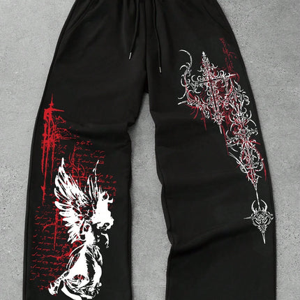 2026 Trendy New Y2K Gothic Thorn Printed Pants Men's and Women's Running Pants Retro Rock Straight Pants Fashion Street Casual