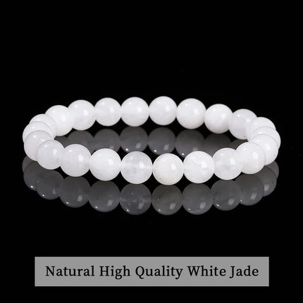 JD Natural Stone Beads Bracelet Amethyst Tiger Eye Crystal Quartz Agate Gem Beads Bangles Women Men Reiki Healling Jewelry Gift