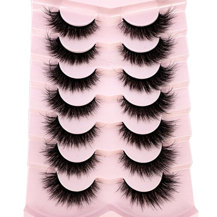 7pairs Natural Russian Strip Lashes Fluffy Mink Lashes 3D False Eyelashes Fluffy Volume Eyelashes Fake Eyelash Extension Make Up