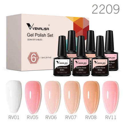 6pcs/kit VENALISA Valentine's Day Collection Lovely Pink Nails HEMA FREE TPO FREE Soak Off UV LED Semi Permanent Set Gel Varnish
