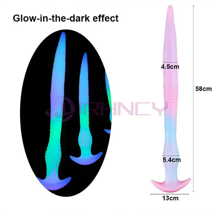 Soft Anal Plug For Adult Sex Toy For Women /Men /Couples Liquid Silicone Dildo Dilator Anal Masturbators long Butt Plug Luminous
