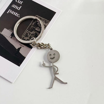 Funny Matchstick Men Keychain Middle Finger Heart to Heart Car Bag Pendant Key Ring Jewelry Couple Friend Gifts Wholesale бре