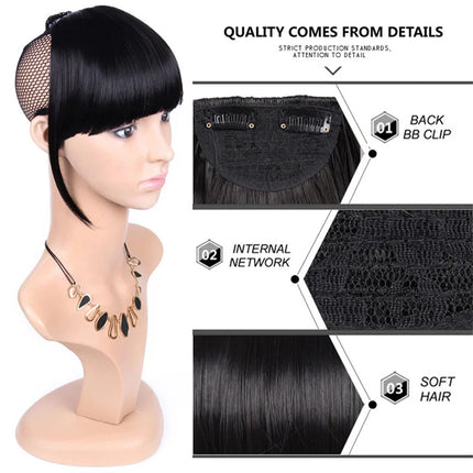 Yaki Straight Clip-In Ponytail Extension with Bangs for - Heat-Resistant Synthetic Hairpiece, Looking Drawstring Ponytails