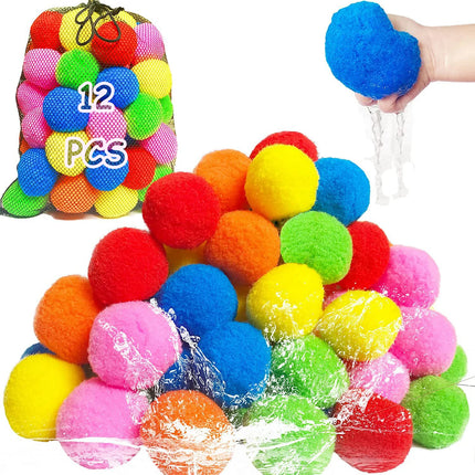 12/30/60Pcs Reusable Water Balloons Cotton for Kids Outdoor Toys Games Summer Pool Cotton Water Balls Toy Water Play Splash Ball