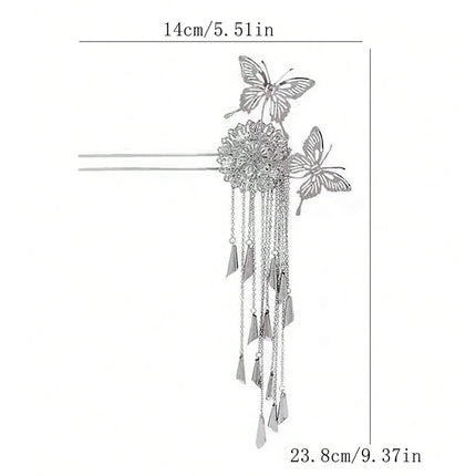 1pc Fashion Butterfly Tassel Hair Accessories Exquisite Sweet Metal Hairpins Holiday Party Elegant Hair Clips Hair Sticks