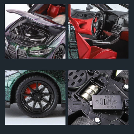 1:24 Scale M4 Sedan Car Vehicle Model Alloy Toys Boys Pull Back Diecast Metal Gift Sound Light Collect Premium Kids Auto  One Pi