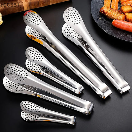 〔CC55〕1pc Food Clip Kitchen Utensils BBQ Food Clip Kitchen Chief Tongs Stainless Steel Portable For Picnic Barbecue Cooking